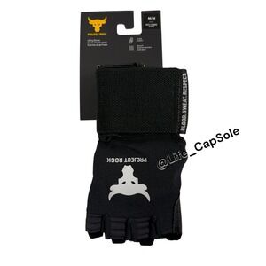 M - Under Armour Project Rock Training Gloves Mens Black Leather Weightlifting